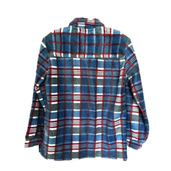 QUIKSILVER Youth Boy's L (14/16) Fleece Shirt Jacket Shacket Pockets Blue Plaid - Picture 3 of 12